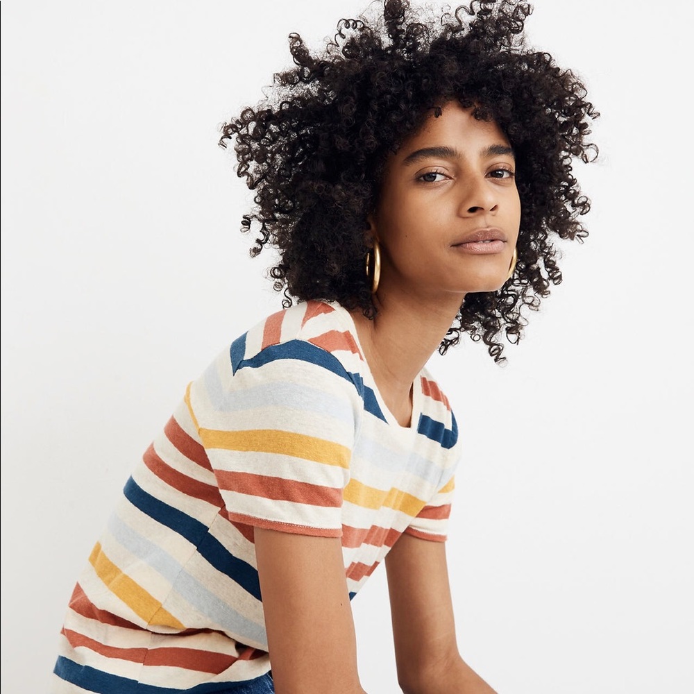 Madewell Shrunken Cotton Tee in Jay Stripe XS - Picture 8 of 8